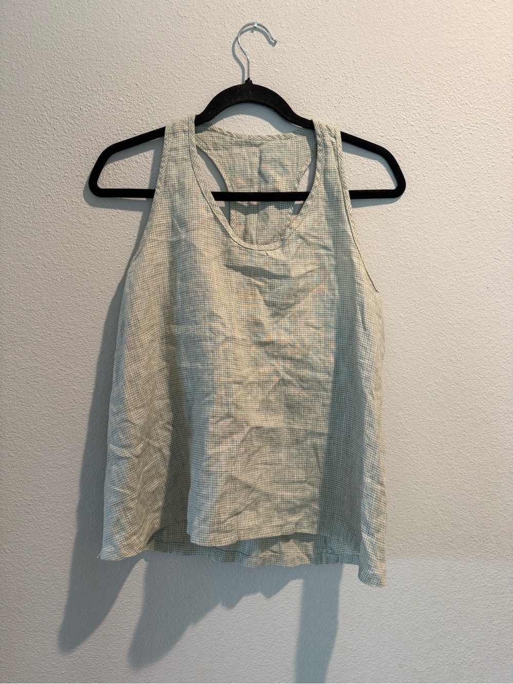 Women's Light Green Linen-Blend Sleeveless Tank Top
